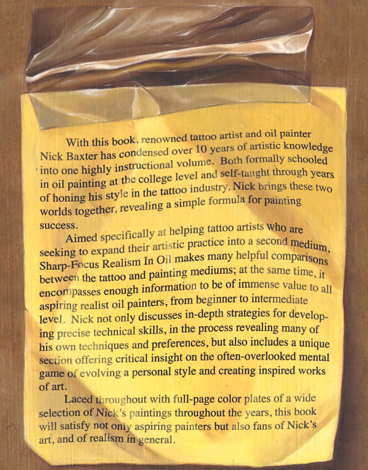Back cover text of the original Sharp-Focus Realism In Oil hardcover edition