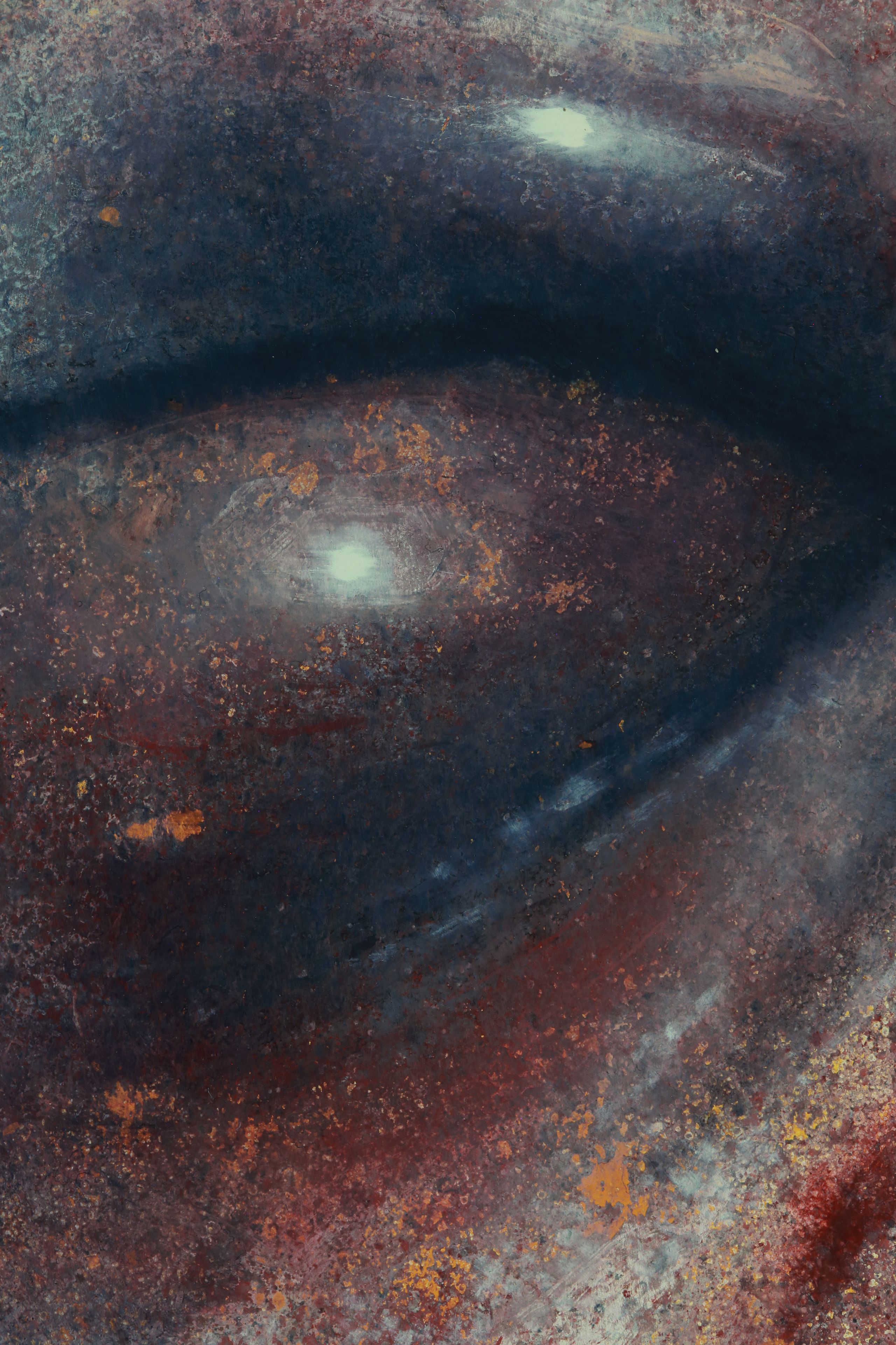 Surreal oil painting of human face with flowers by Austin Texas artist Nick Baxter