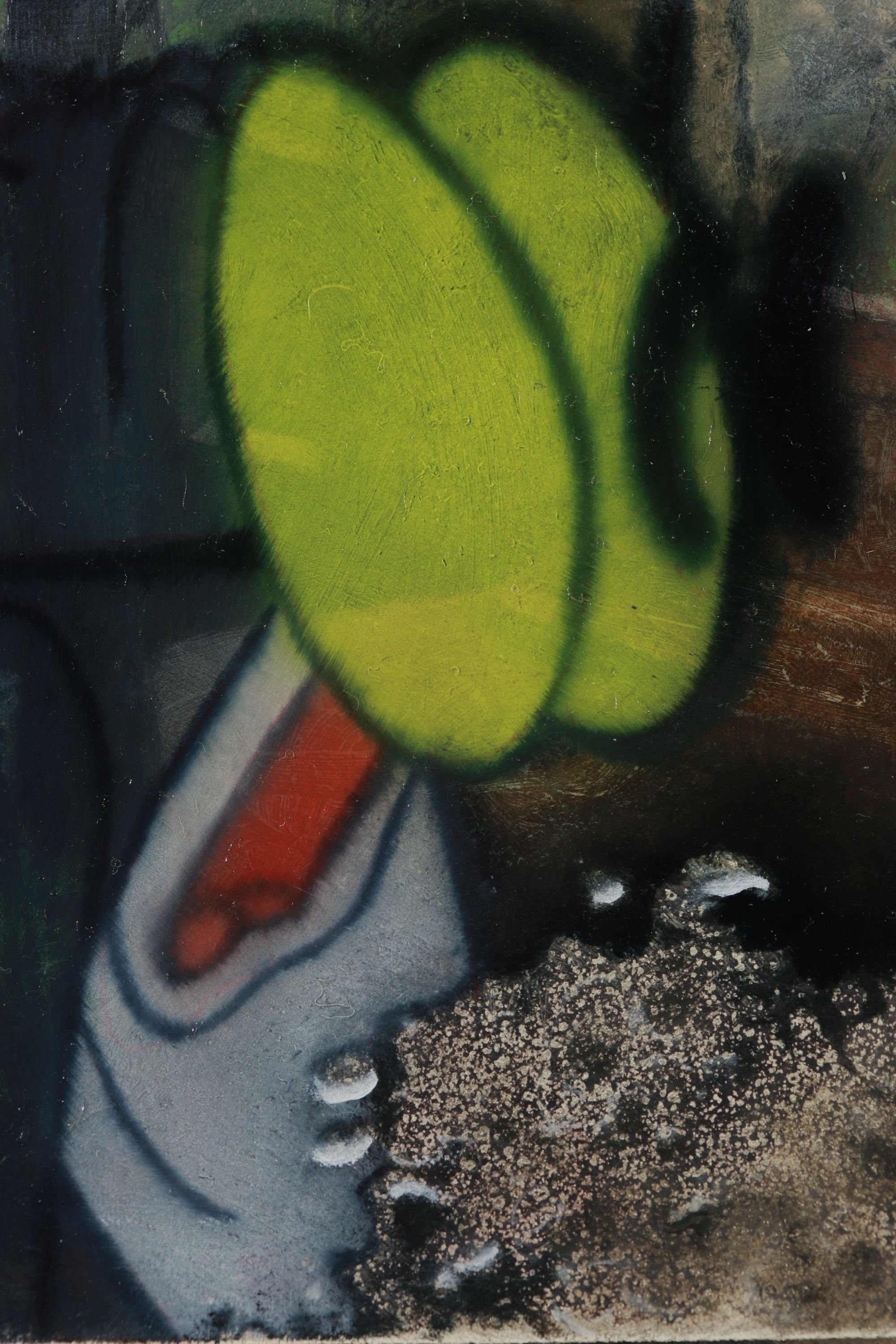Bulging yellow cartoon eyes on a cartoon cat.