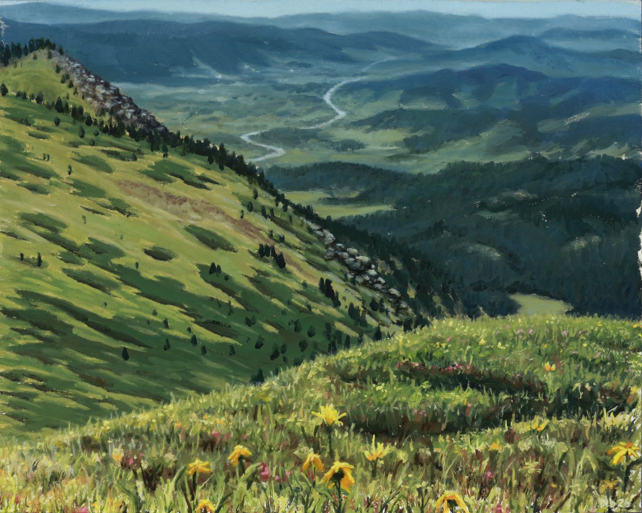 Landscape plein air oil painting of Colorado mountain view by Austin Texas artist Nick Baxter