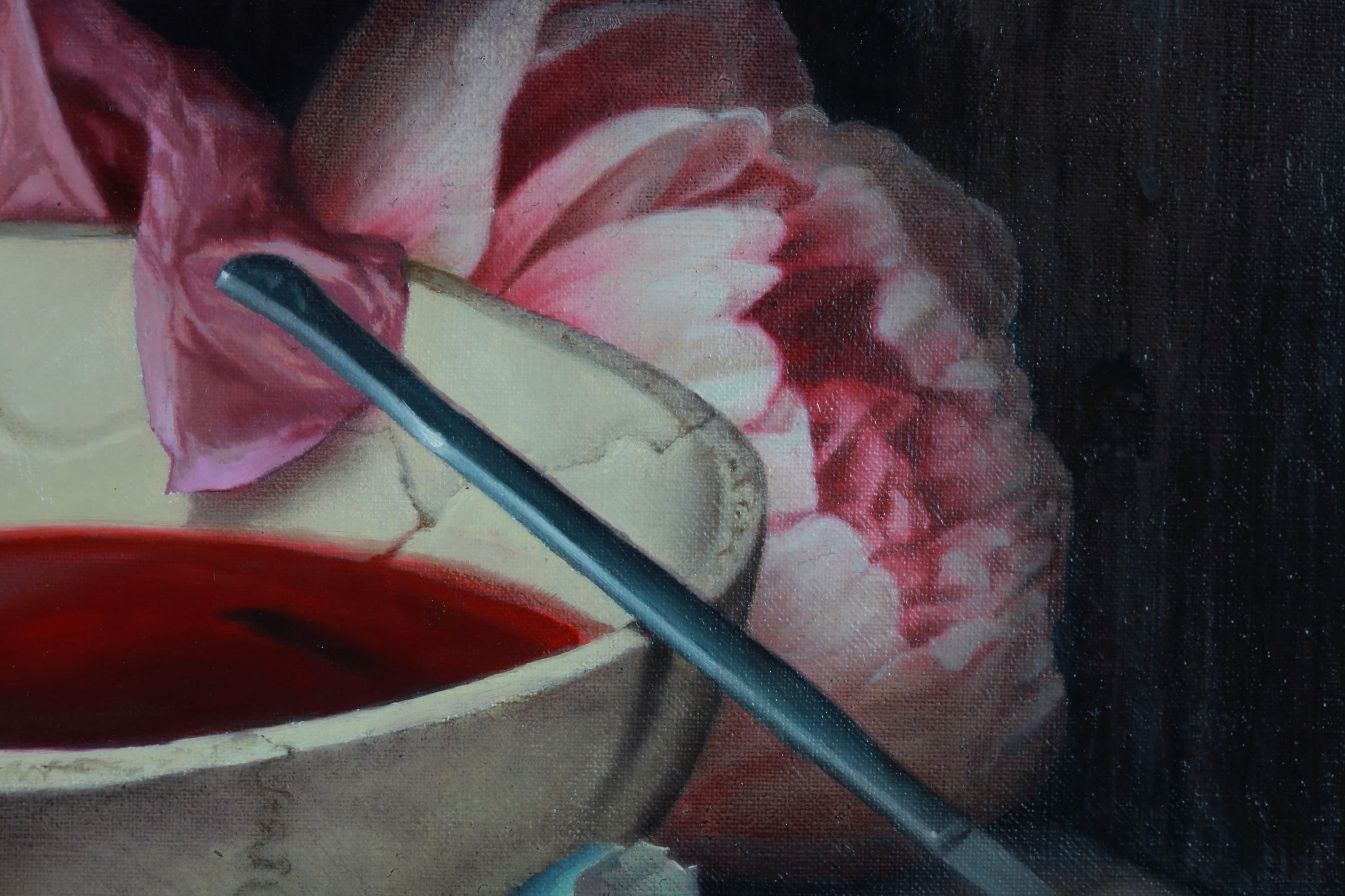 dark gothic baroque vanitas still life oil painting by Nick Baxter