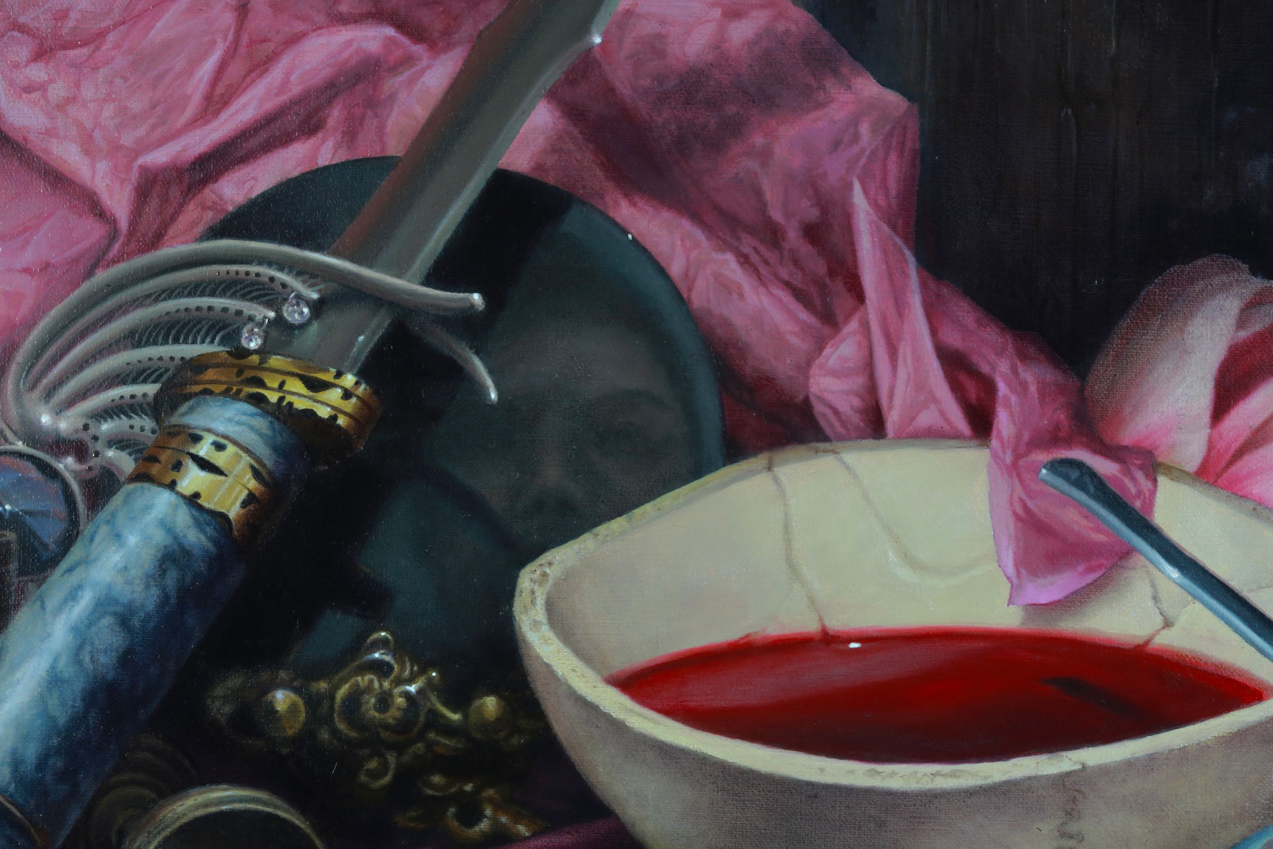 dark gothic baroque vanitas still life oil painting by Nick Baxter