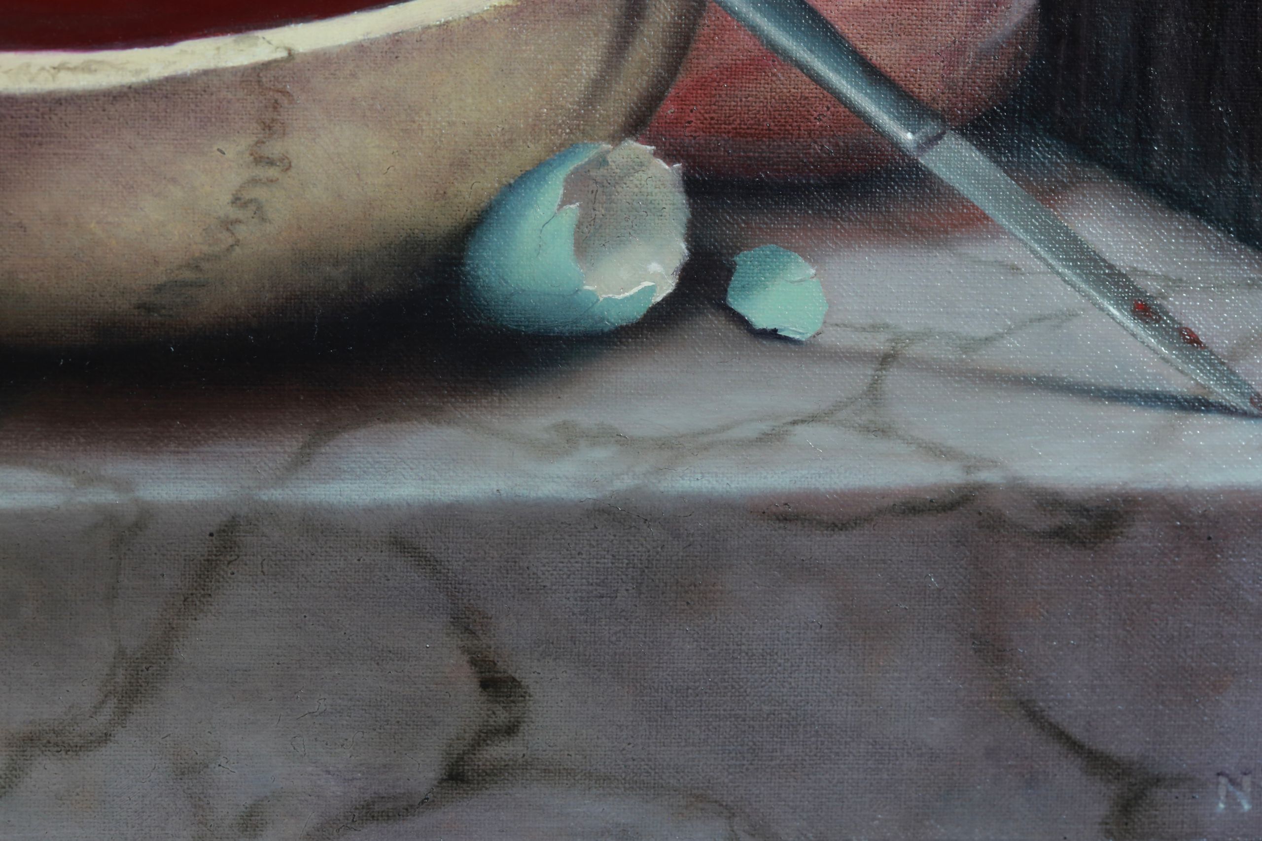 dark gothic baroque vanitas still life oil painting by Nick Baxter
