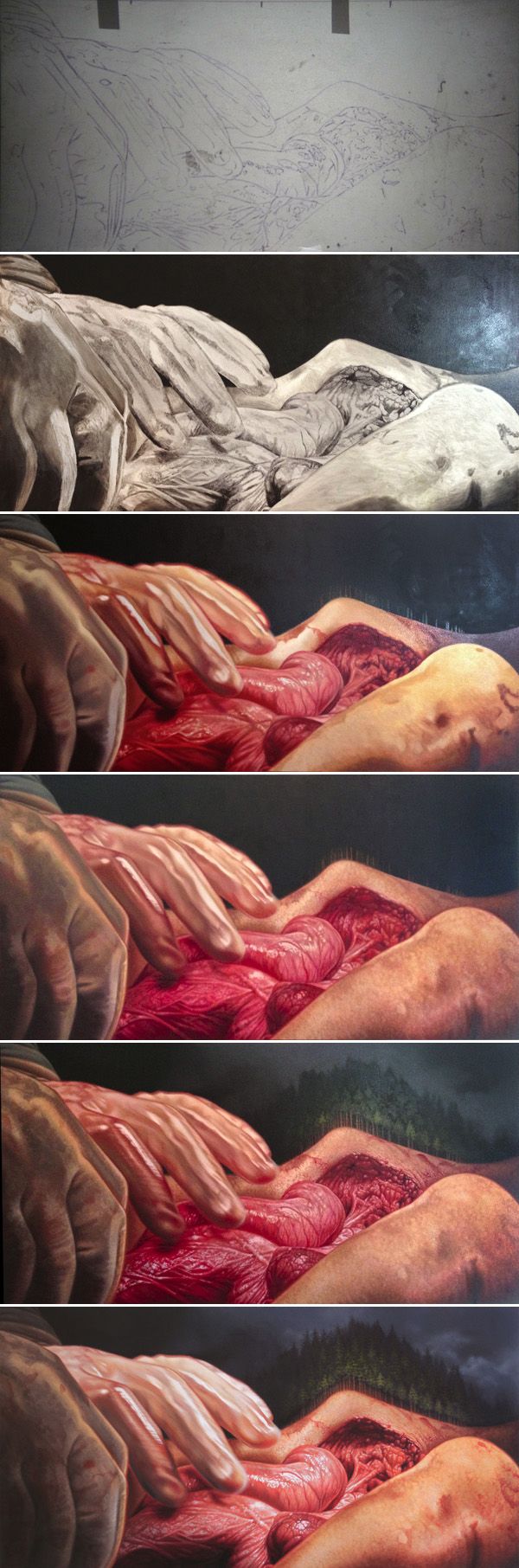 From projection tracing to completed painting.