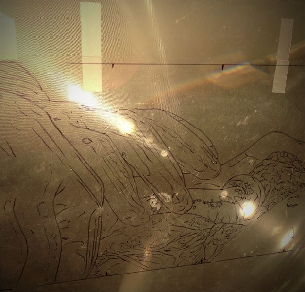 Tracing, on the projector and ready to begin.