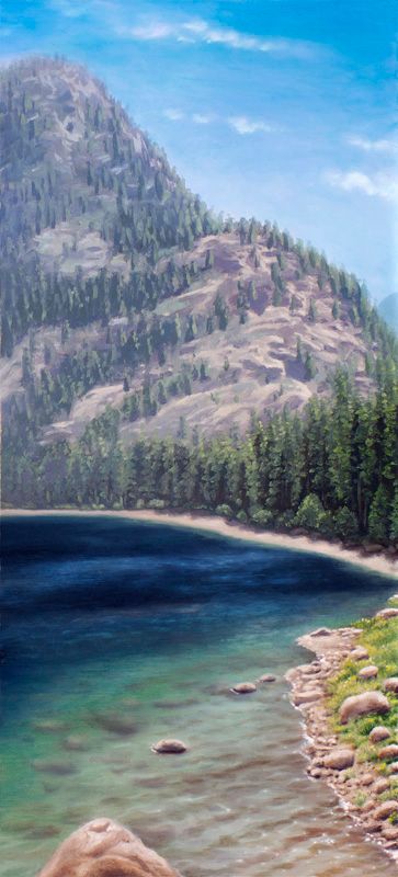 Emerald Bay, oil on panel, 11 x 5 inches, 2016