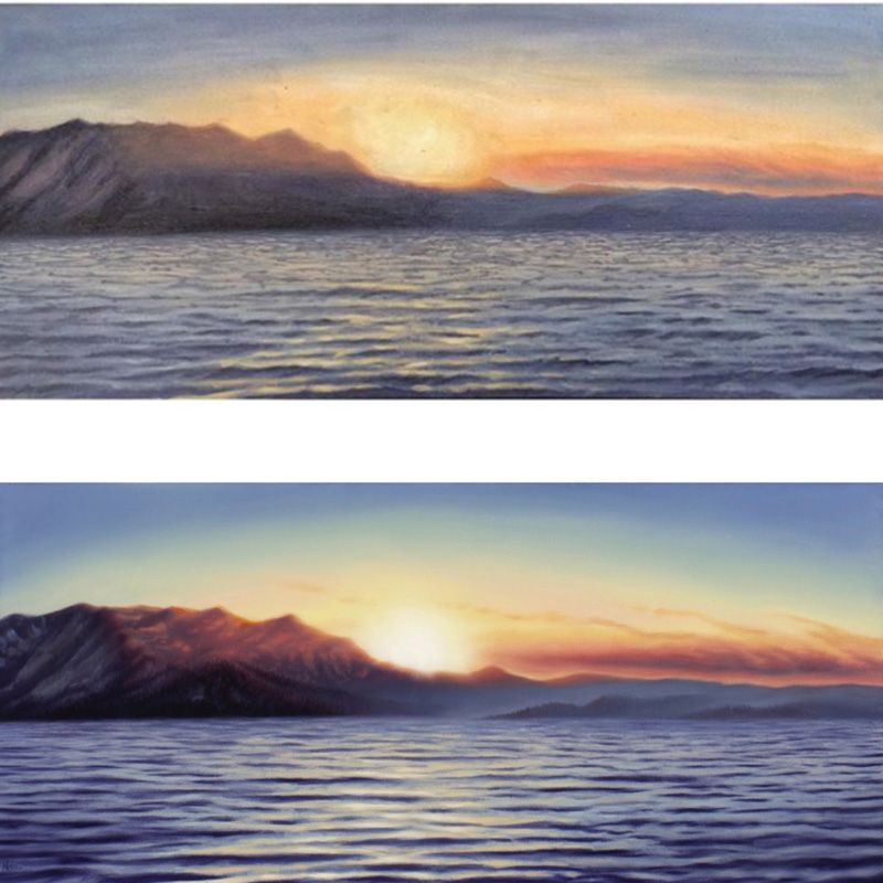 Lake Tahoe Sunset, oil on panel, 11 x 5 inches, 2016