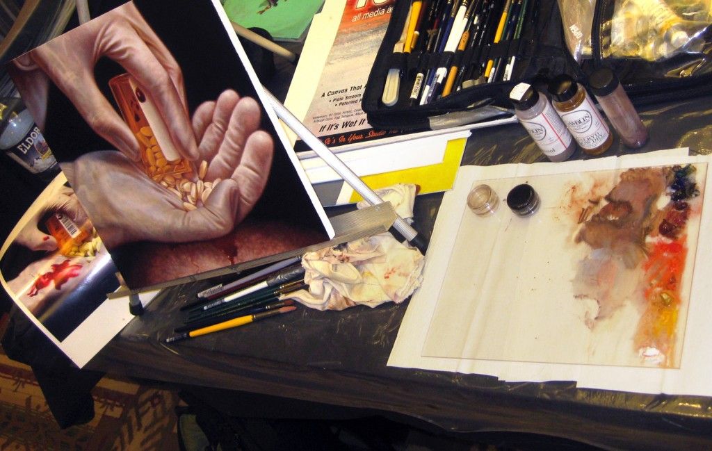 Painting the final image of the series, “Communion” at the Paradise Artist Retreat in New Mexico, February 2012.