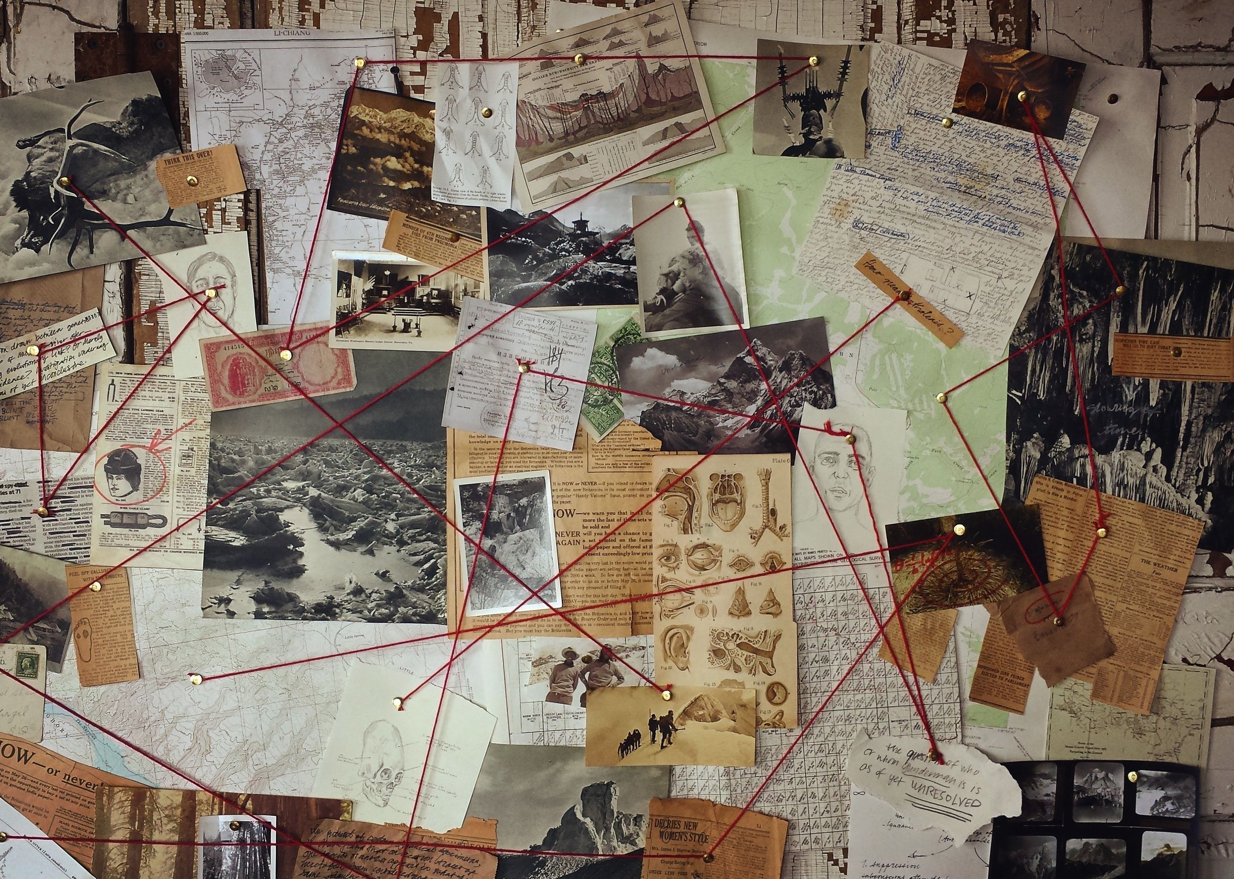 The detective's bulletin board: an enduring showbiz cliché...