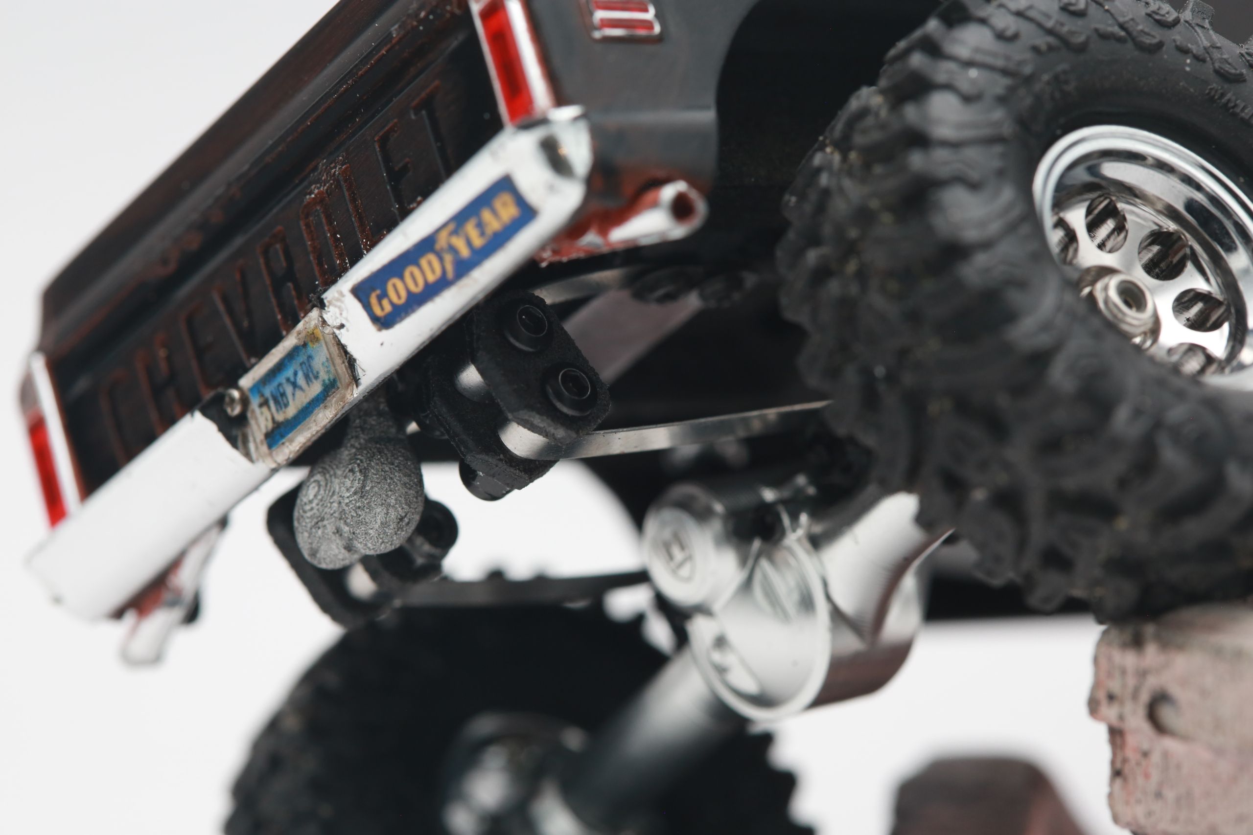1/30 scale1/30 scale Chevy C10 beater RC truck with custom DIY rear leaf spring suspension system.