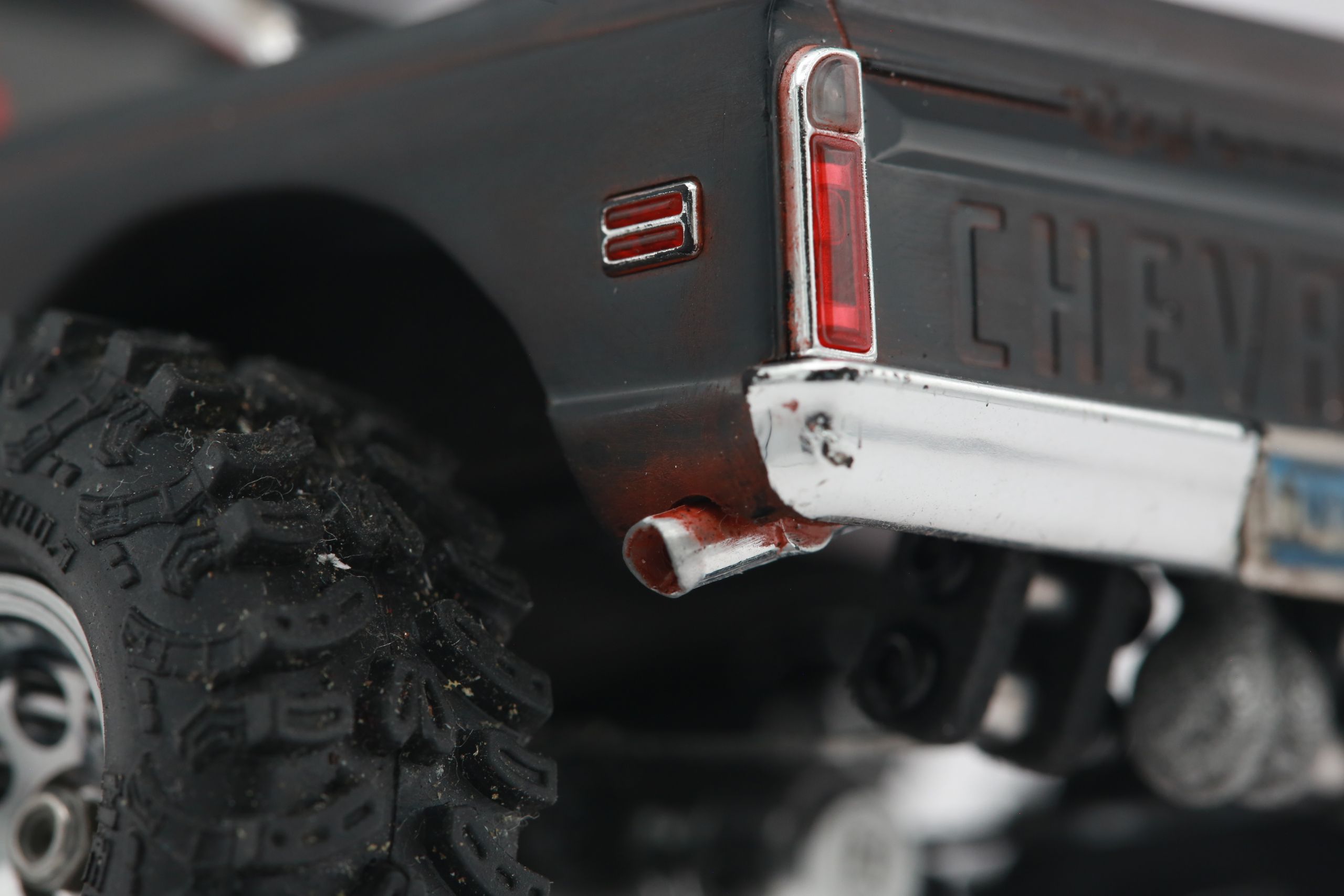 1/30 scale1/30 scale Chevy C10 beater RC truck with custom DIY rear leaf spring suspension system.