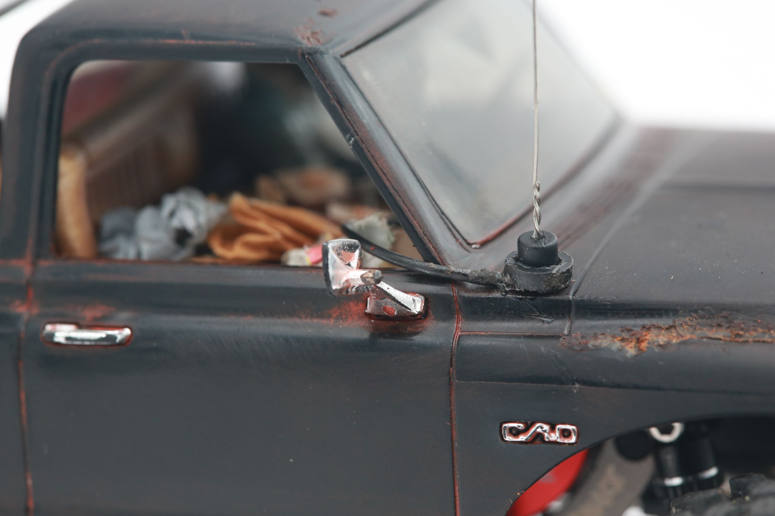 1/30 scale1/30 scale Chevy C10 beater RC truck with custom DIY rear leaf spring suspension system.