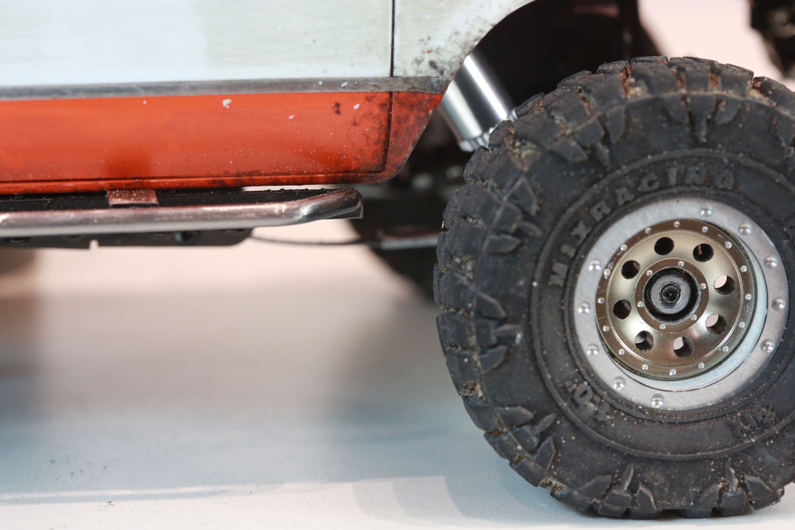 1/24 scale Chevy K5 cab only body with service truck bed filled with handmade tools, trash, old window mounted A/C unit made by austin texas artist nick baxter