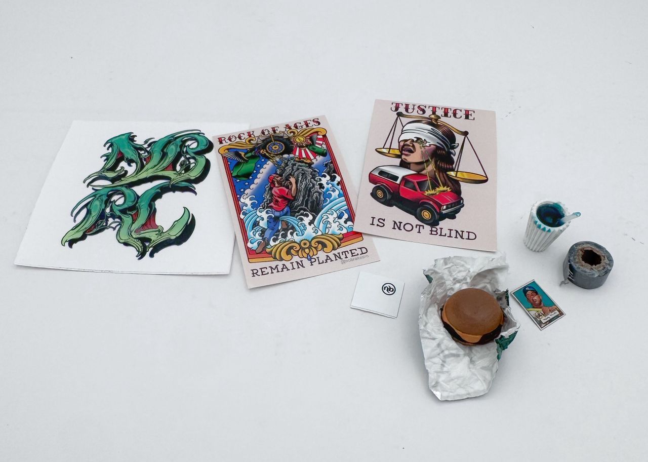 stickers and miniature items