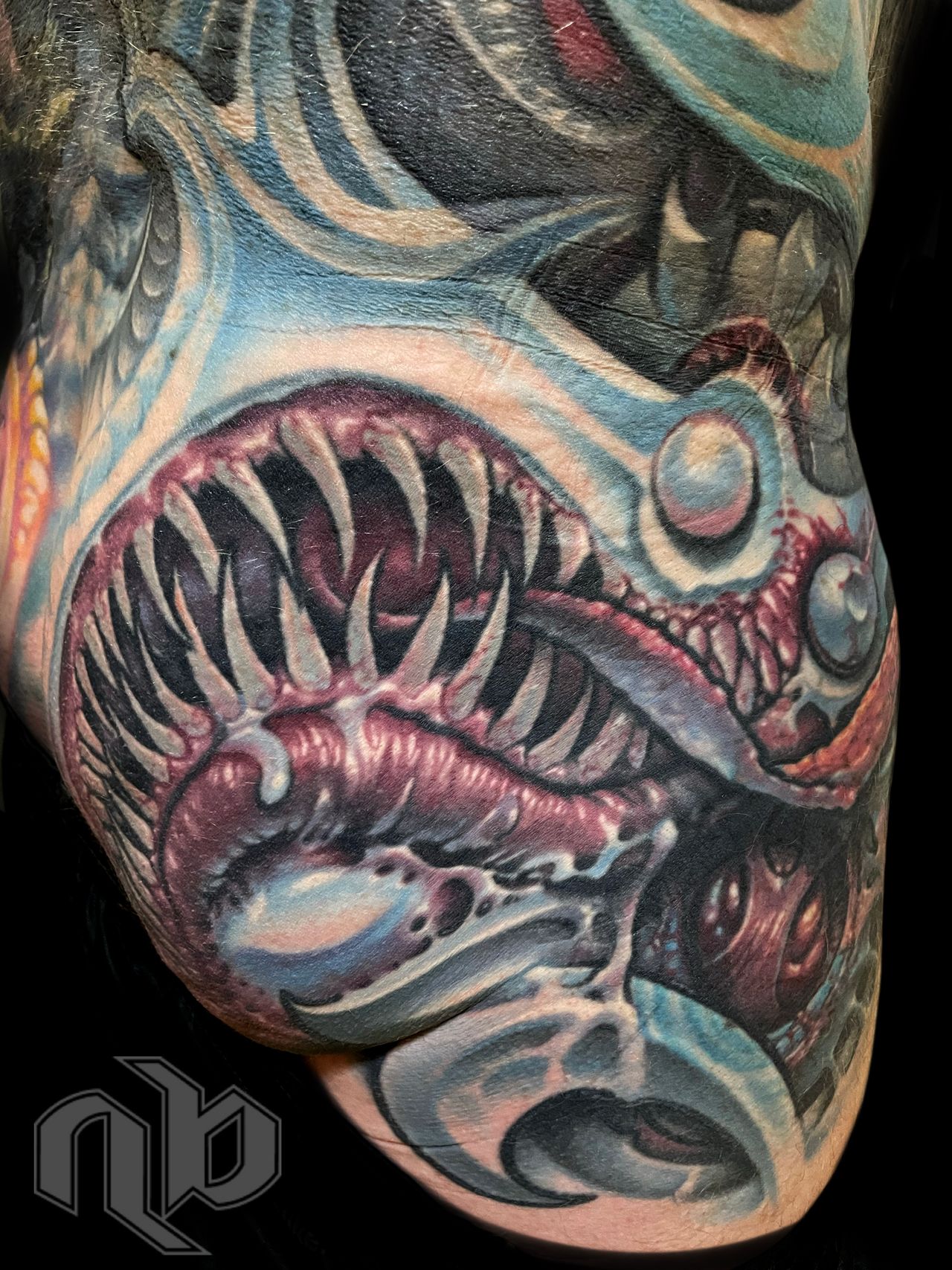 color bio organic tattoo by Nick Baxter in Austin Texas