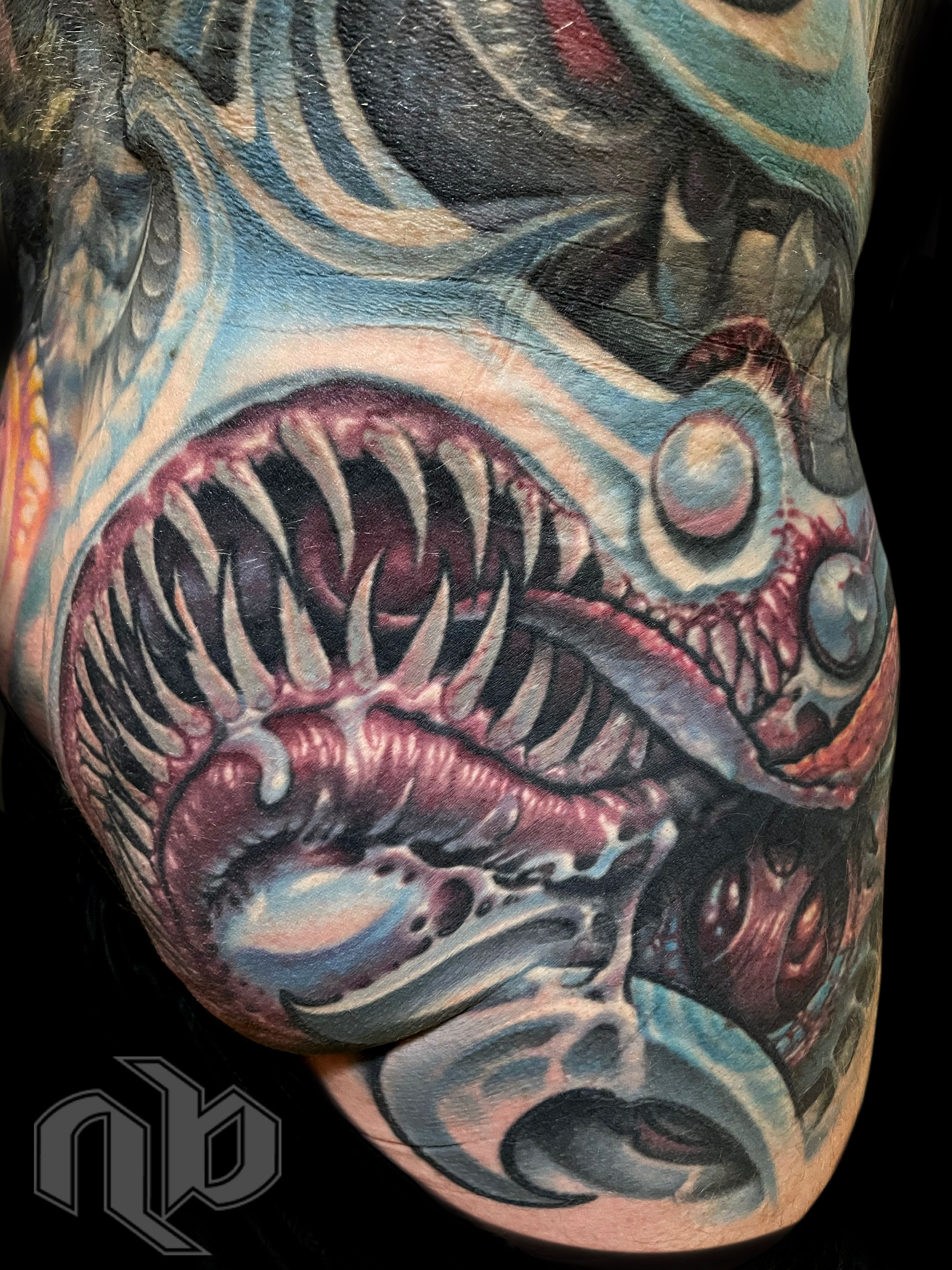color bio organic tattoo by Nick Baxter in Austin Texas