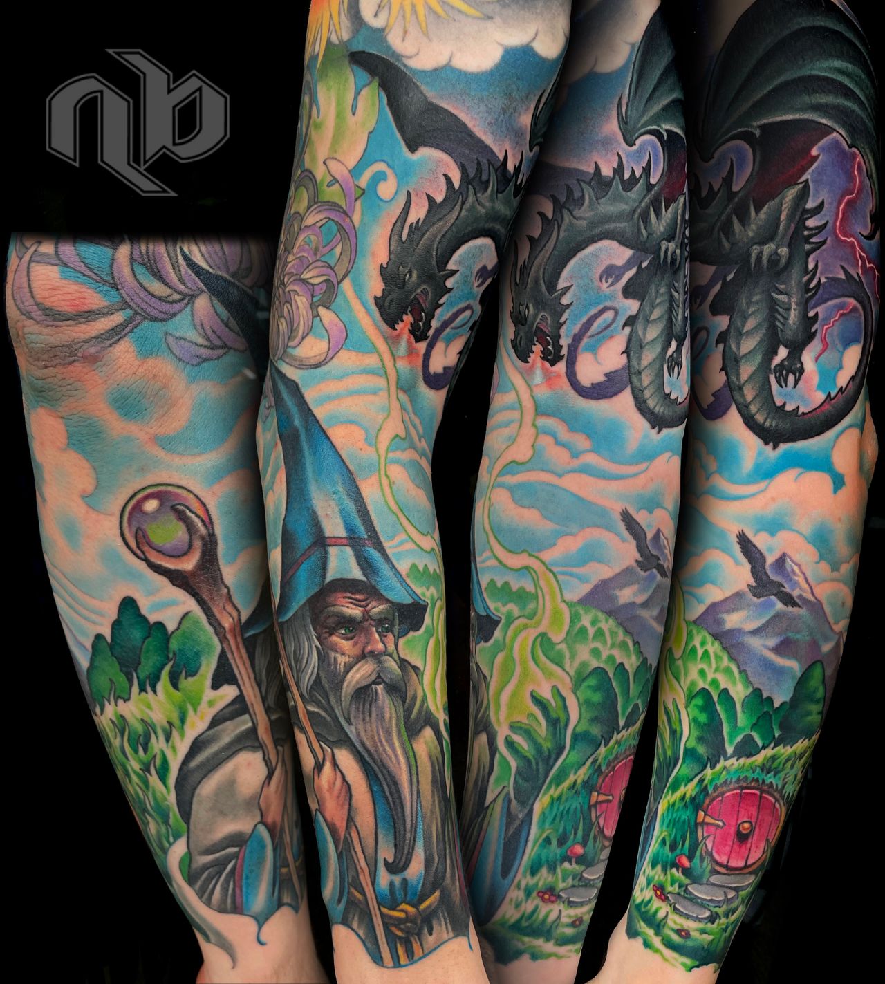 color Illustrative tattoo by nick Baxter in Austin Texas