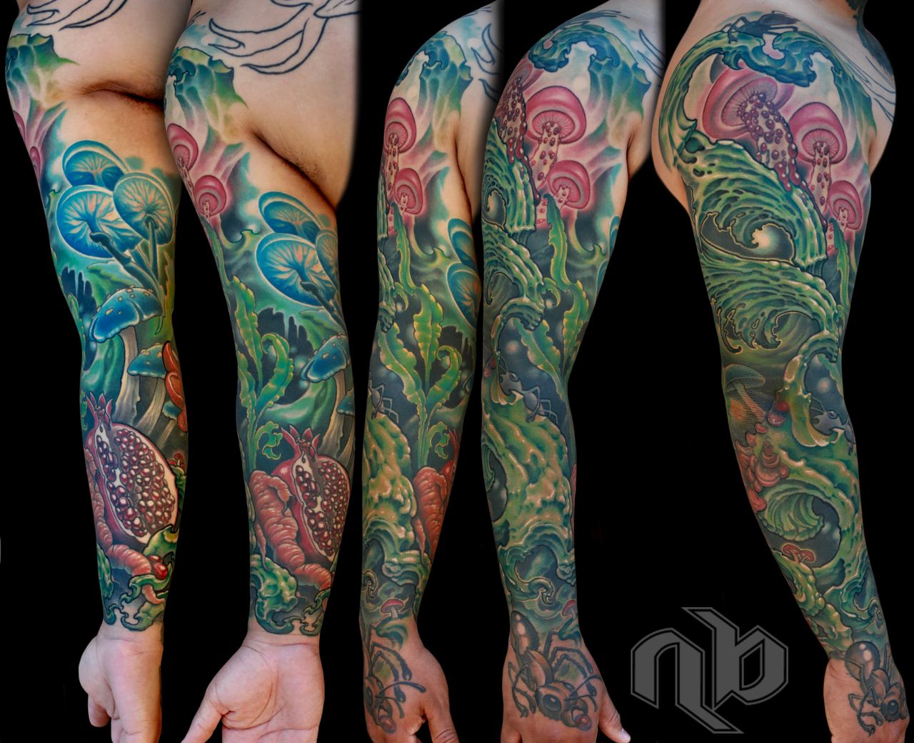 color bio organic nature tattoo by Nick Baxter in Austin Texas