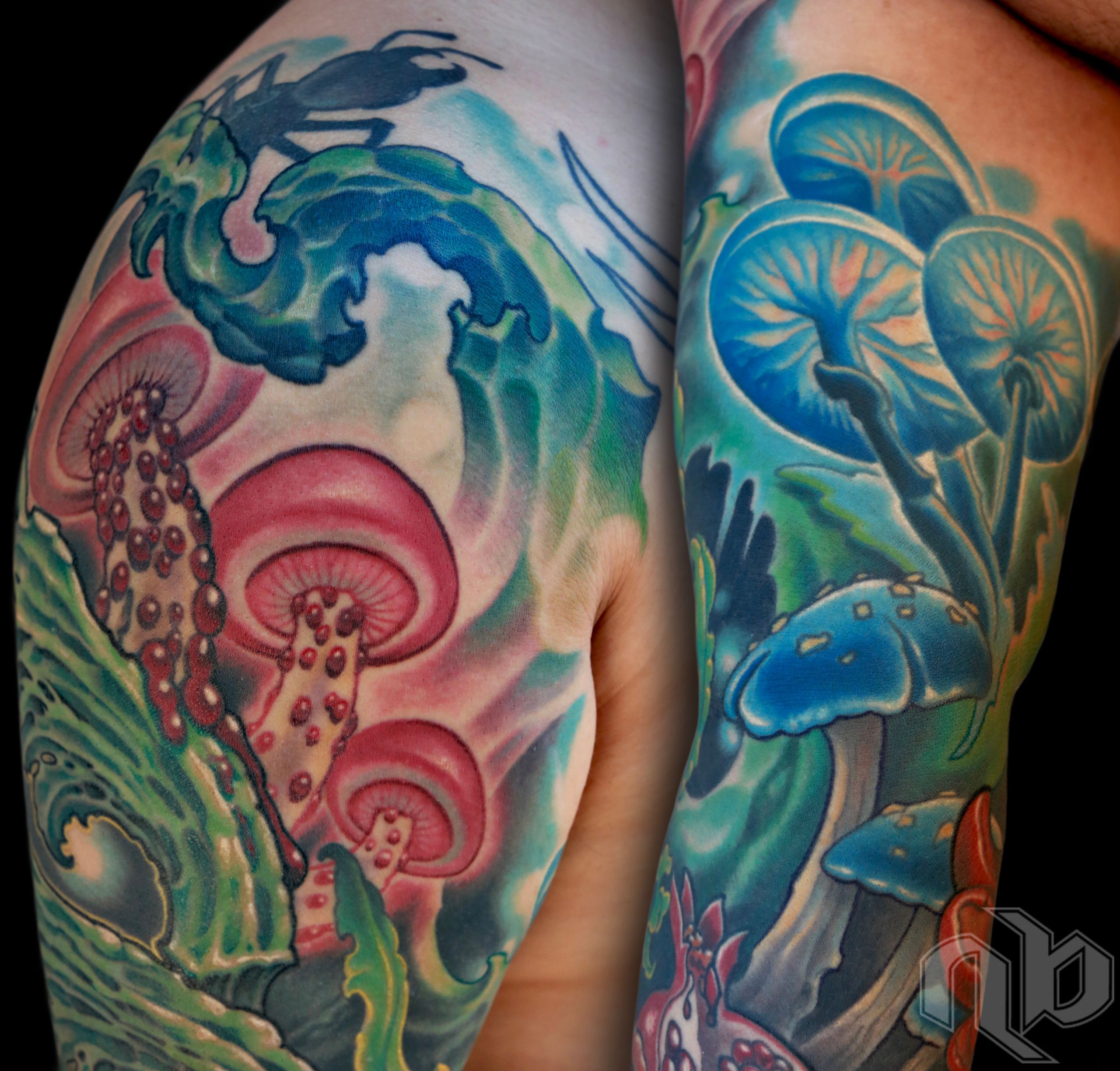 color bio organic nature tattoo by Nick Baxter in Austin Texas