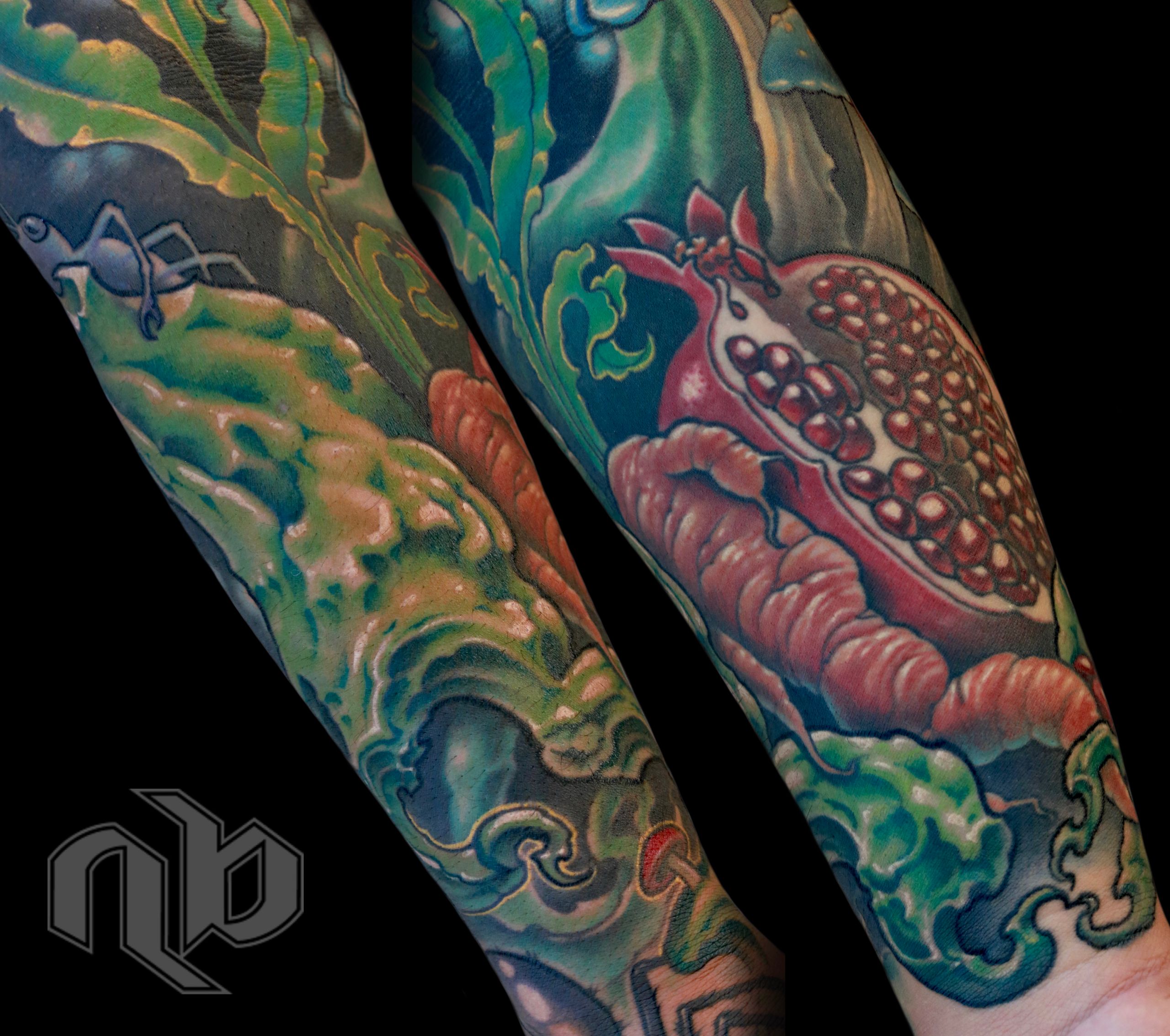 color bio organic nature tattoo by Nick Baxter in Austin Texas